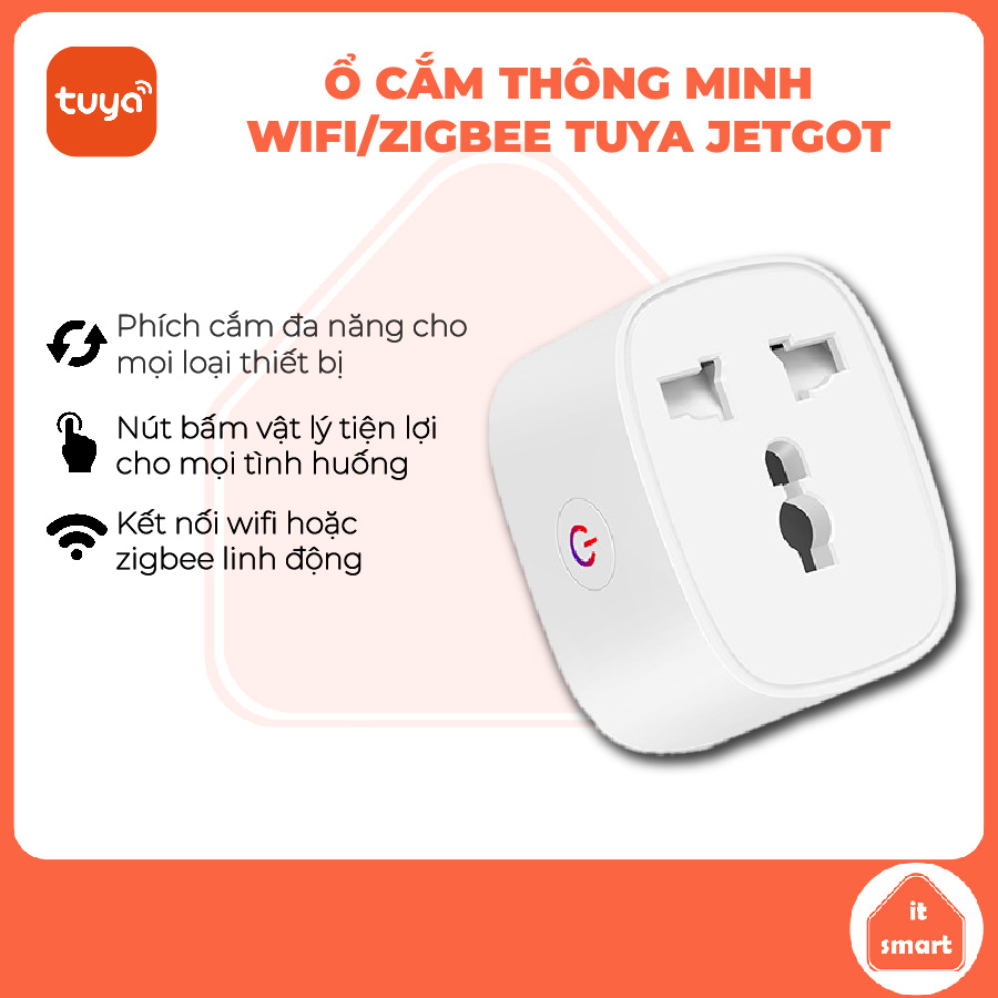 Ổ Cắm Thông Minh Tuya Jetgot 16A – Wifi/Zigbee | Đo Điện Năng – Hẹn Giờ – Điều Khiển Từ Xa