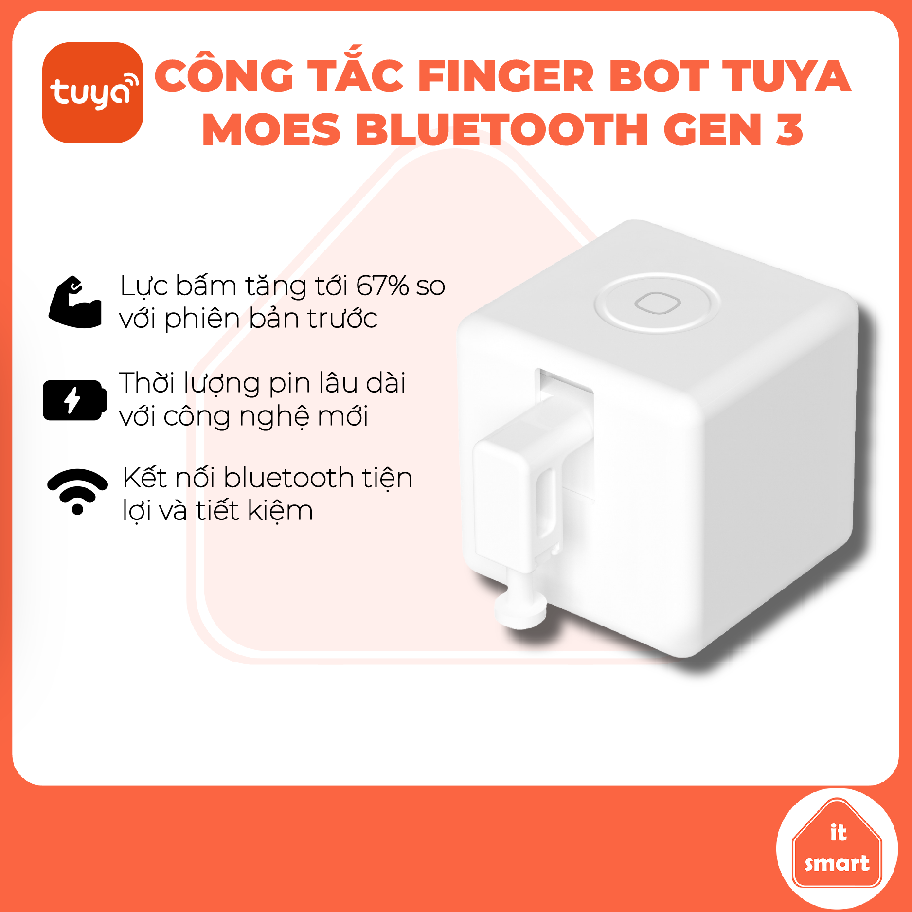 🤖 Fingerbot Moes – Module nhấn nút thông minh Zigbee / Bluetooth