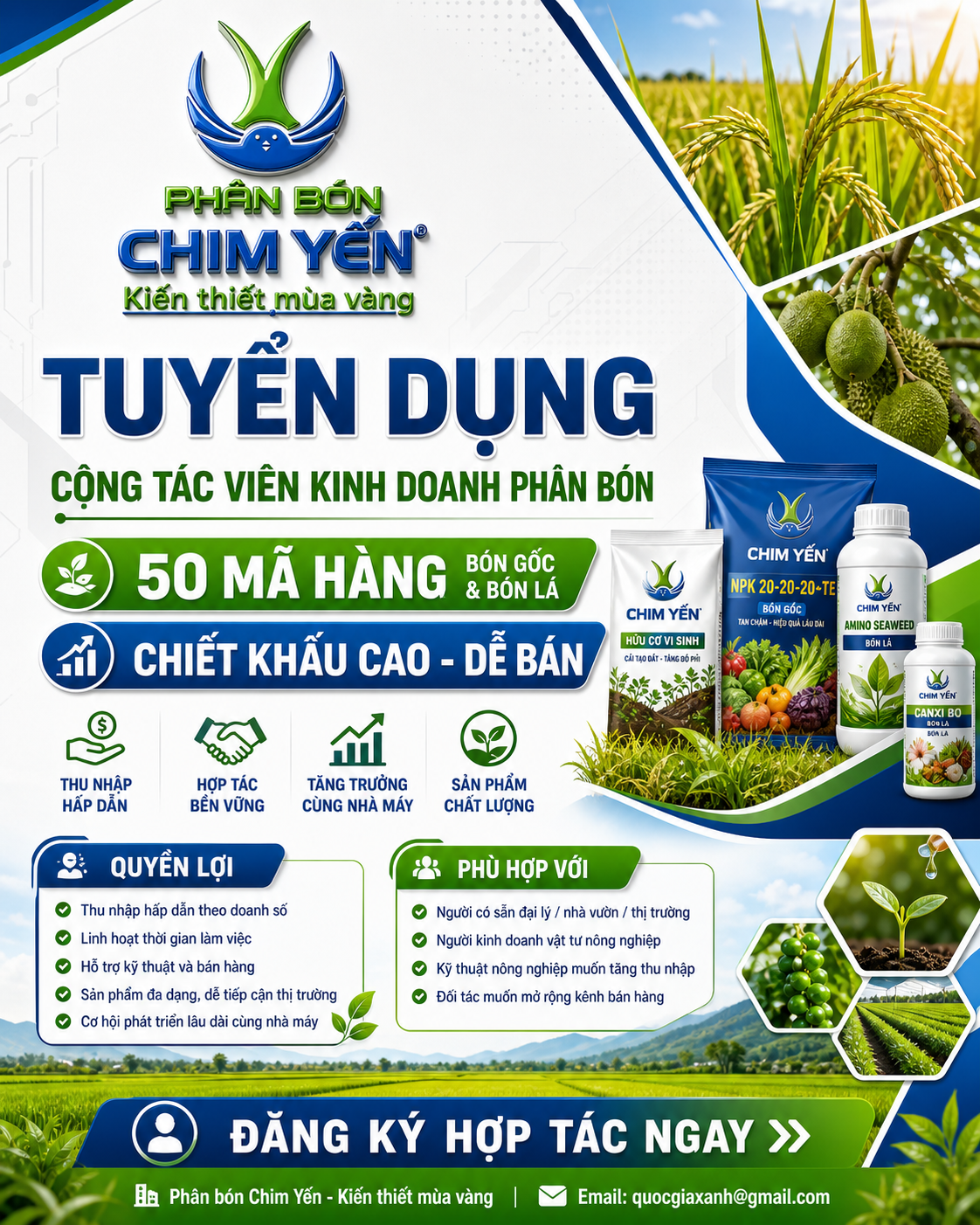 TUYỂN DỤNG CỘNG TÁC VIÊN KINH DOANH Phân bón hữu cơ – chiết khấu cao – cơ hội xây dựng nhãn hàng riêng