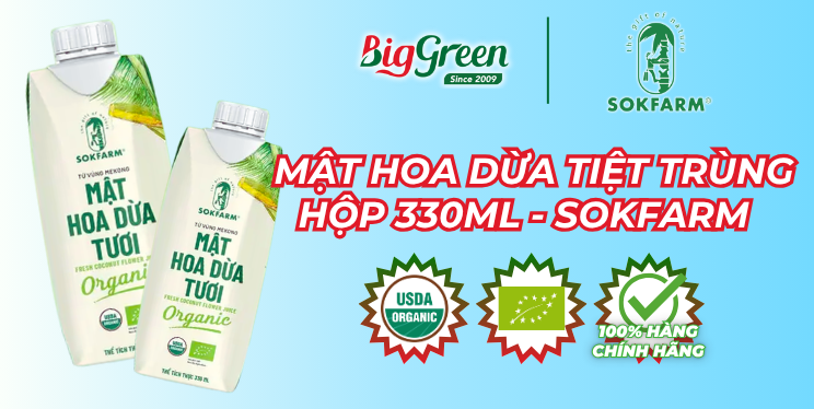 Nước mật hoa dừa tiệt trùng 330ml Sokfarm
