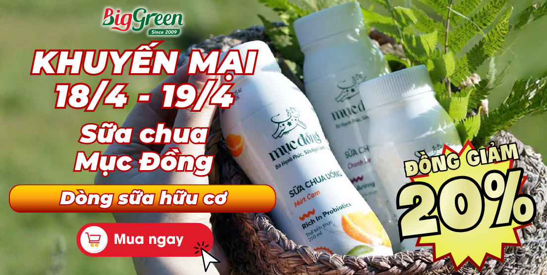 KHUYẾN MẠI CUỐI TUẦN: GIẢM 20% SỮA CHUA HỮU CƠ MỤC ĐỒNG