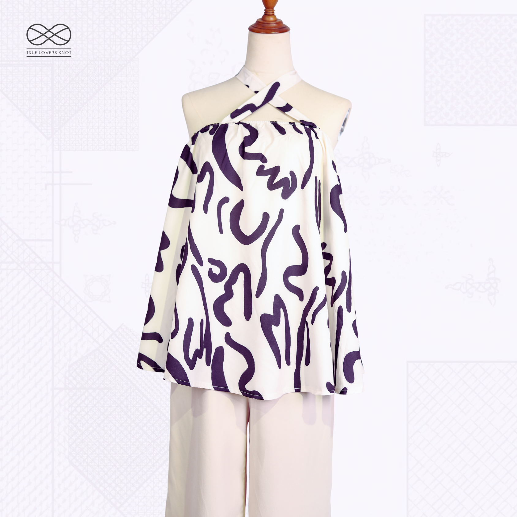 Áo Yếm SHI Nữ Buộc Chéo Hình Trừu Tượng