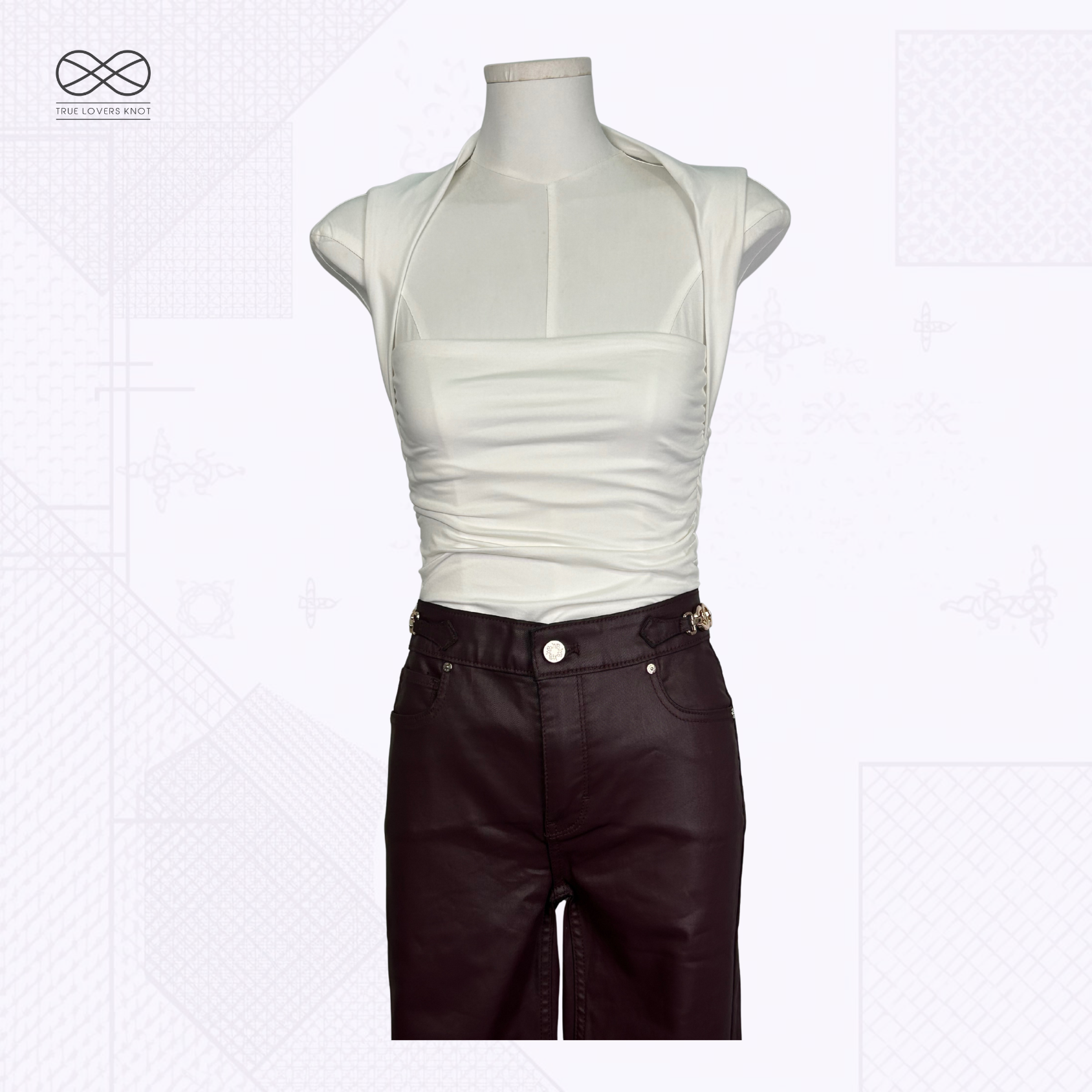 Áo Bodysuit Nữ Cổ Vuông Xếp Li