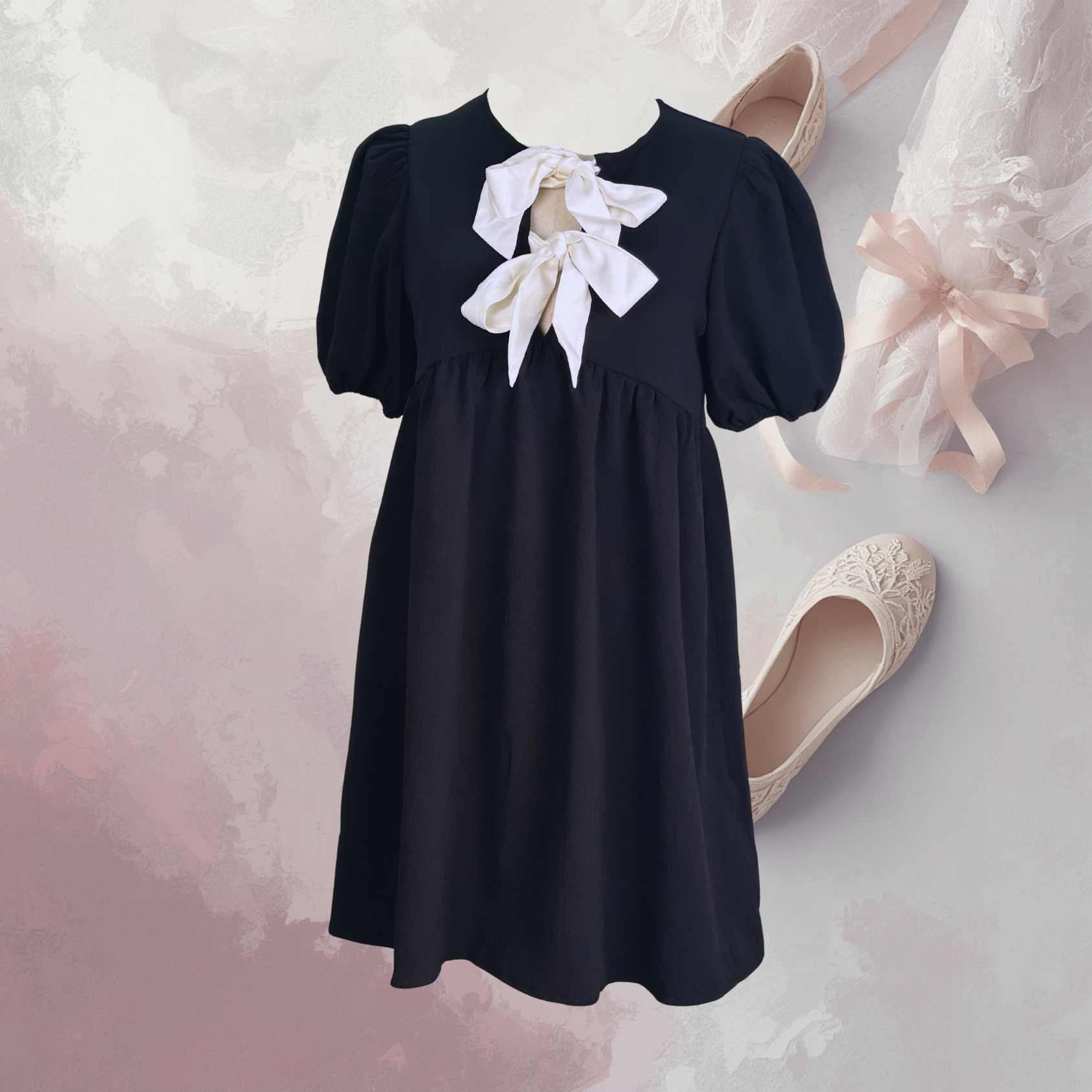 Váy Form Ngắn SHI Nữ Cột Nơ Trắng