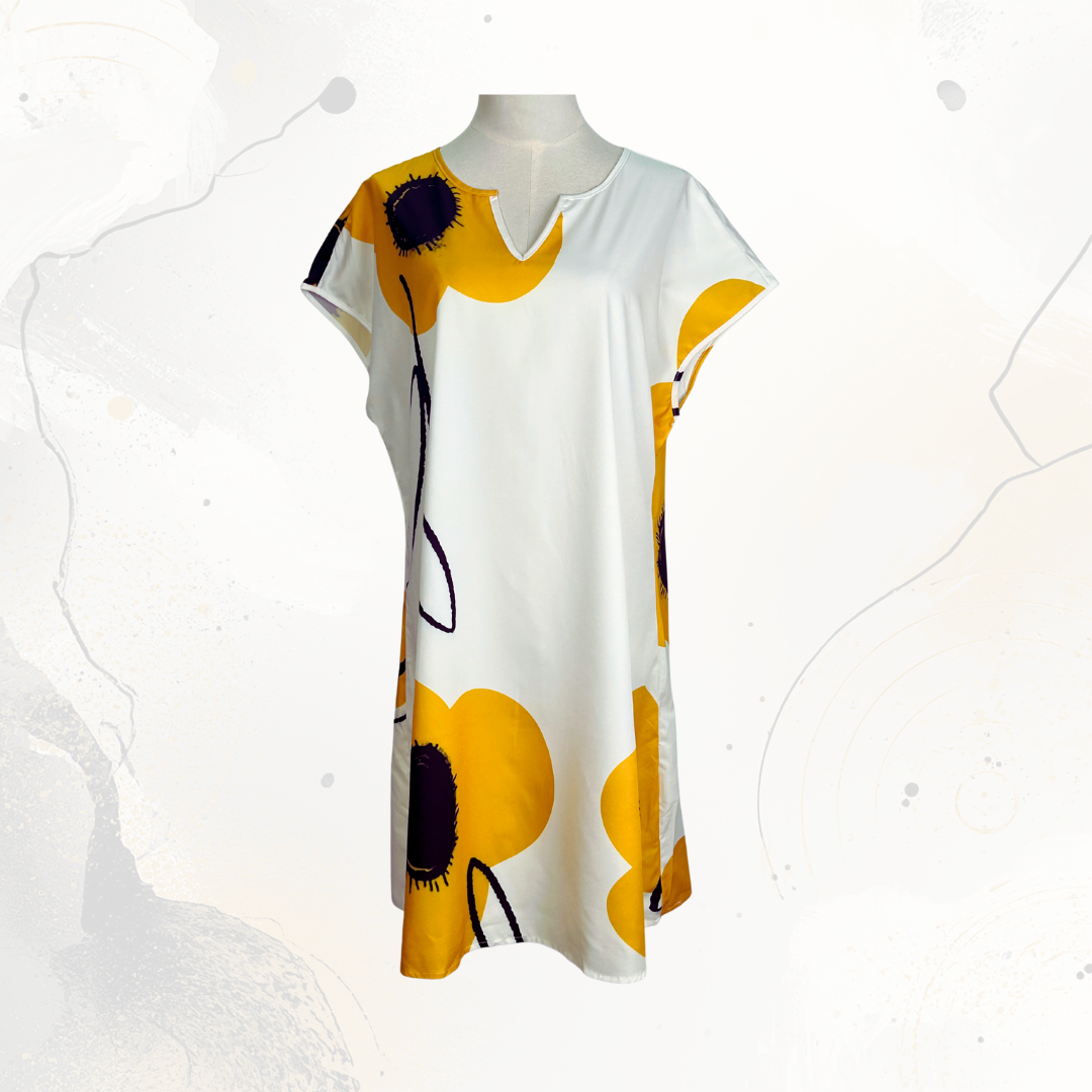 Váy Nữ Maxi SHI Hoa Vàng Cổ V