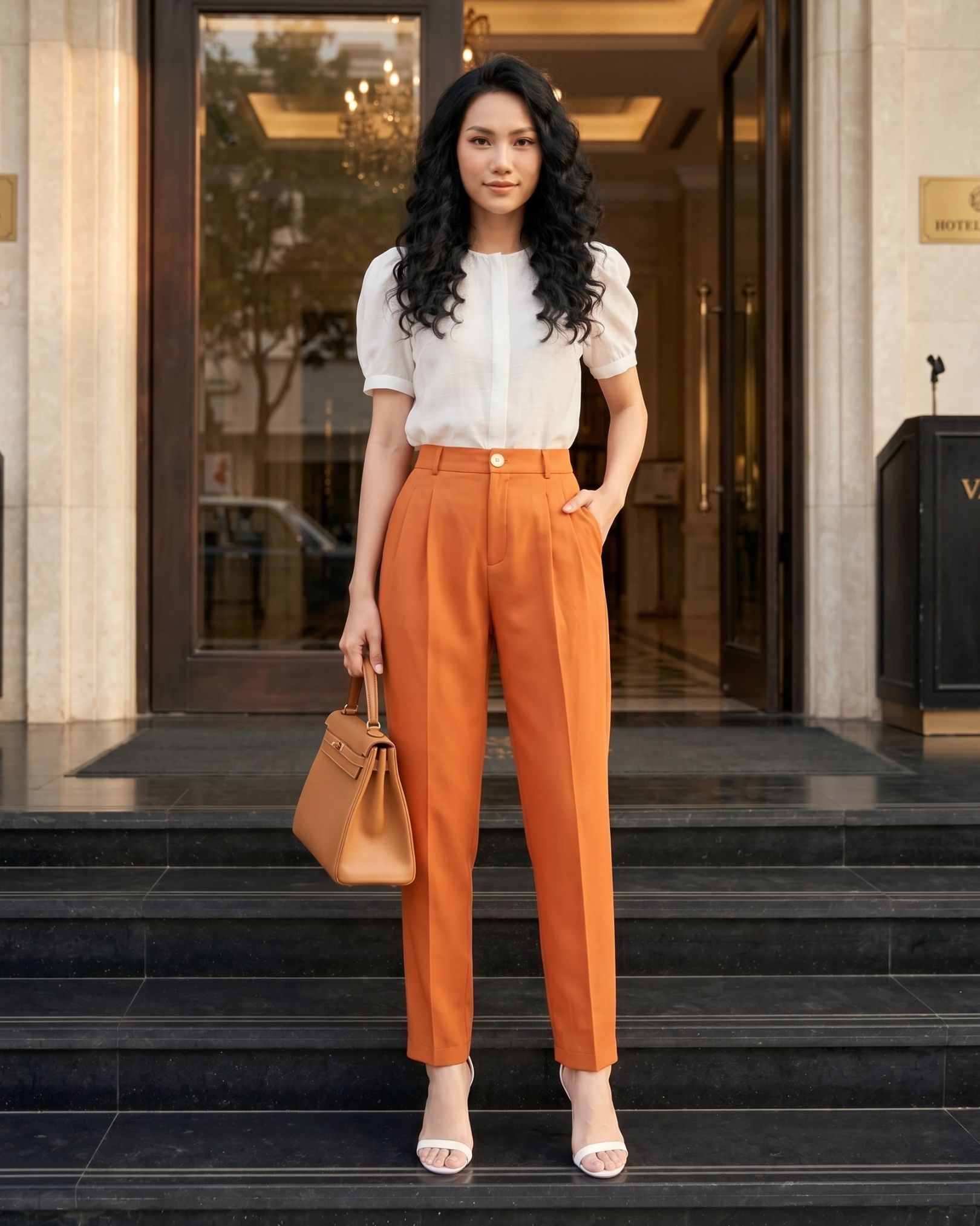 Quần Tây Nữ HQ_ONY Ly Ngược Màu Đỏ Gạch M