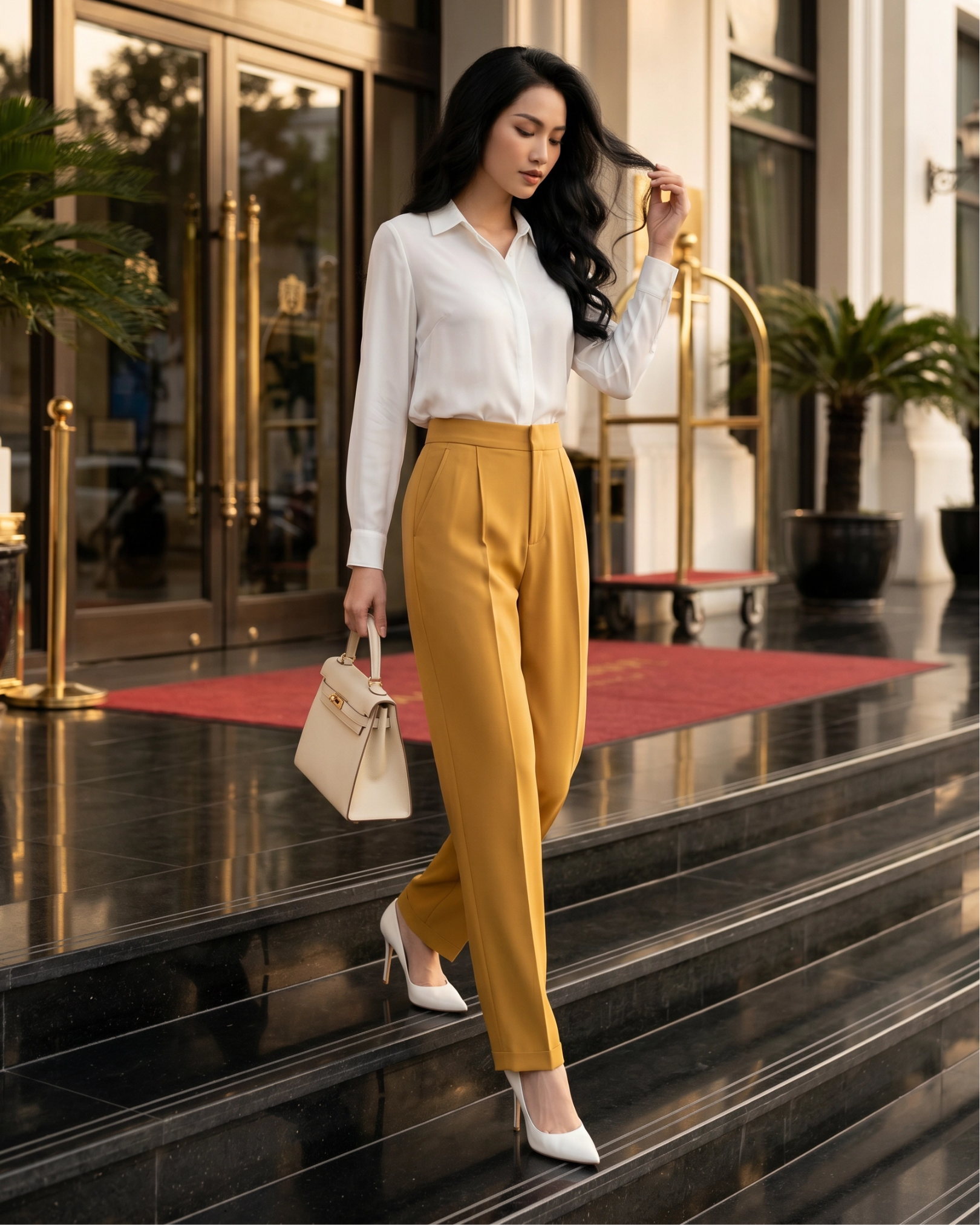 Quần Tây Nữ HQ_ONY Dáng Baggy Khaki Chần Ly