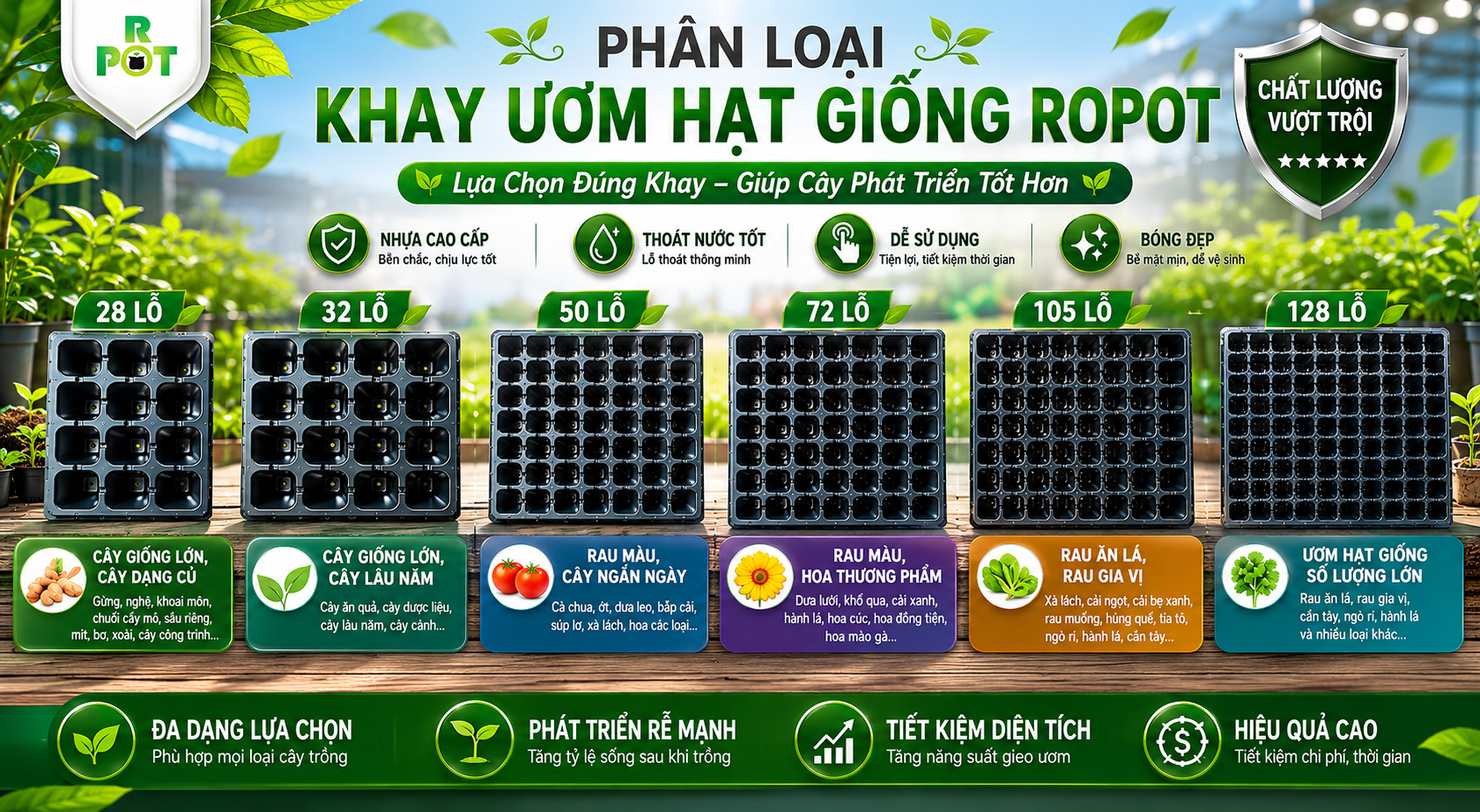 Phân Loại Khay Ươm Hạt Giống Ropot – Lựa Chọn Đúng Khay Giúp Cây Phát Triển Tốt Hơn